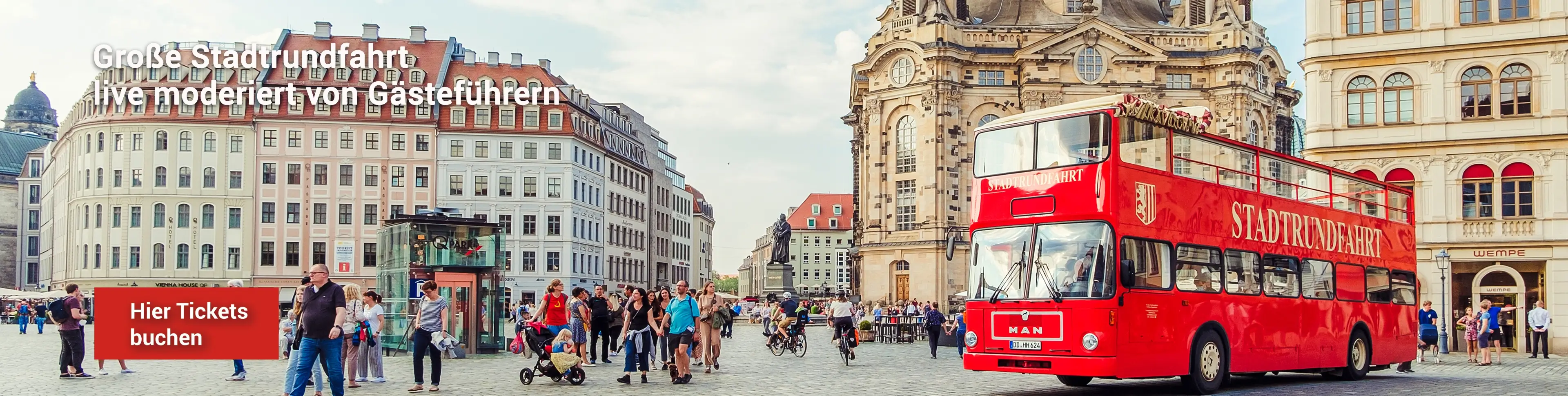 Stadtrundfahrt in Dresden – live moderiert im Roten Doppeldecker